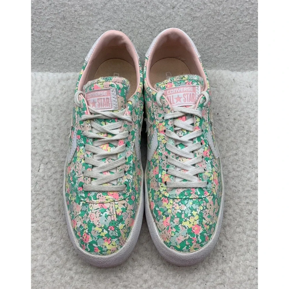 Converse‎ Low Top Sneakers Womens 9 Green Pink Floral Colorful Shoes 555951C